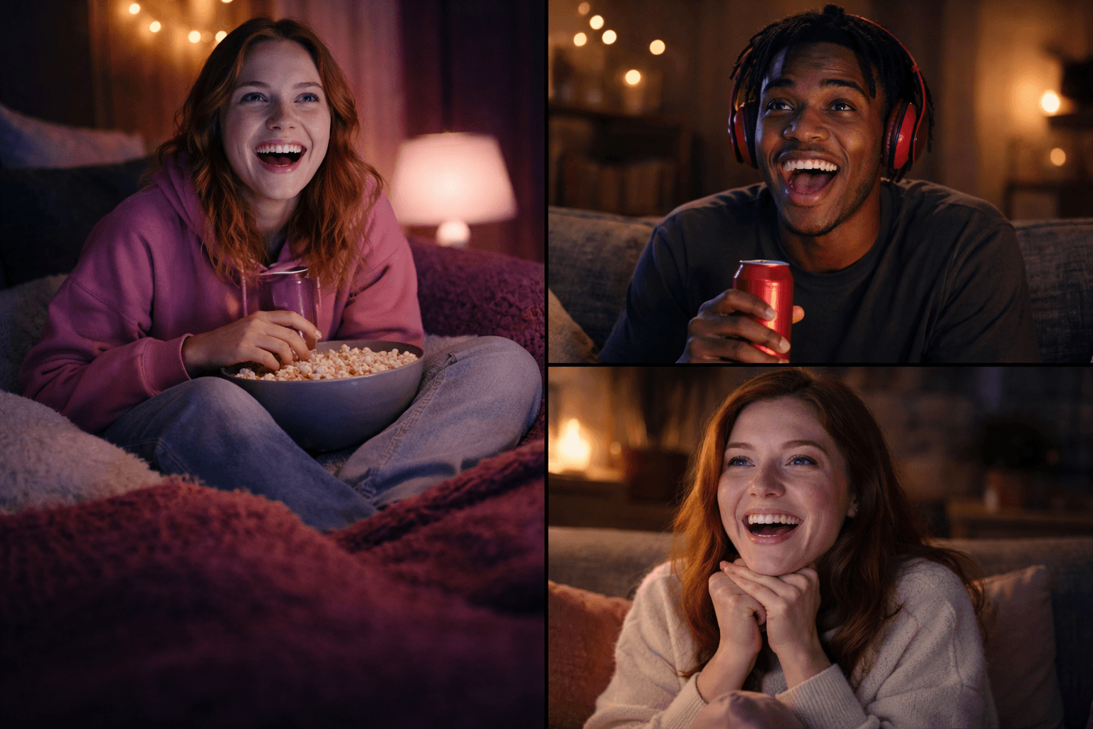 Friends getting ready for a watch party together online