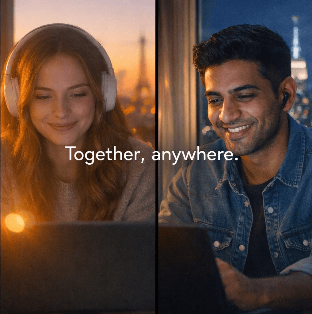 Couple visual for a cozy long-distance date night